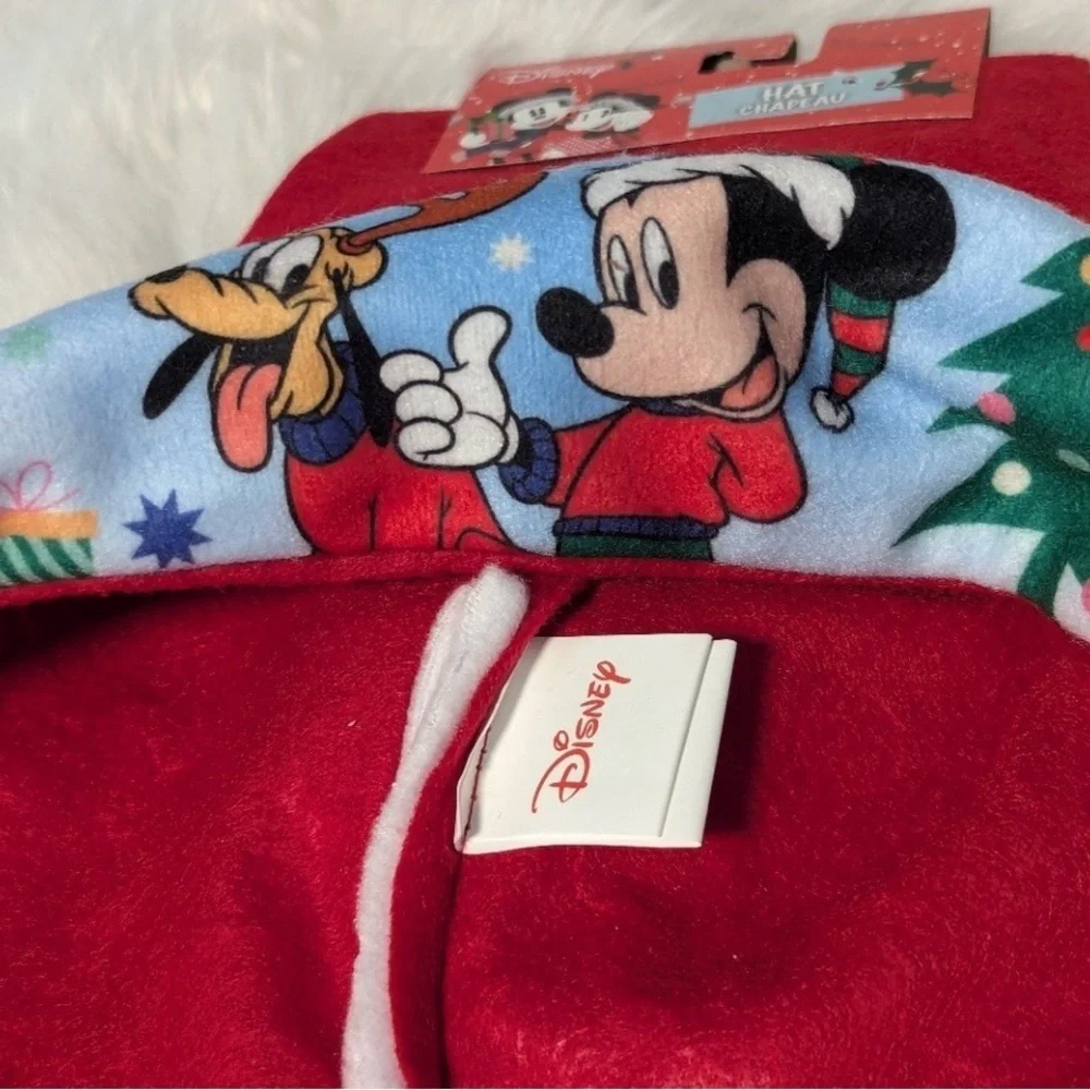 Disney Festive Red Santa Hat with Mickey and Pluto